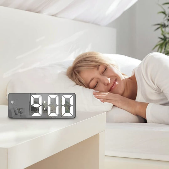 LED Digital Alarm Clock with Temperature Display & Adjustable Brightness