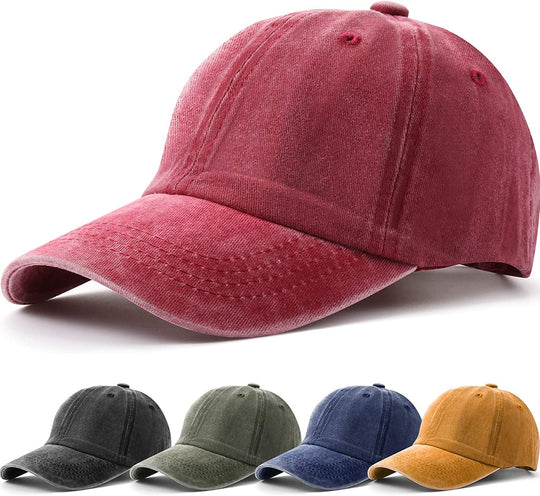 5 Pieces Unisex Cotton Vintage Baseball Cap Low Profile Unstructured Baseball Hat Washed Distressed Twill Adjustable Dad Hat