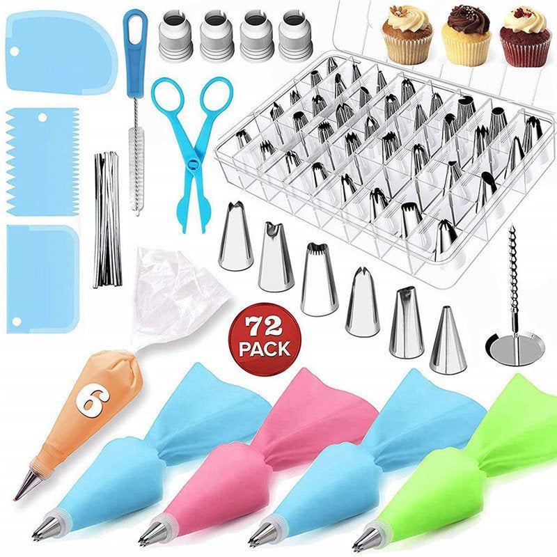  Piping Bags and Tips Set, 72 Pcs Cake Decorating Supplies Kit,Cake Decorating with 20 Frosting Bags, 42 Icing Tips Pastry, Cookie, Cupcake and Baking Supplies
