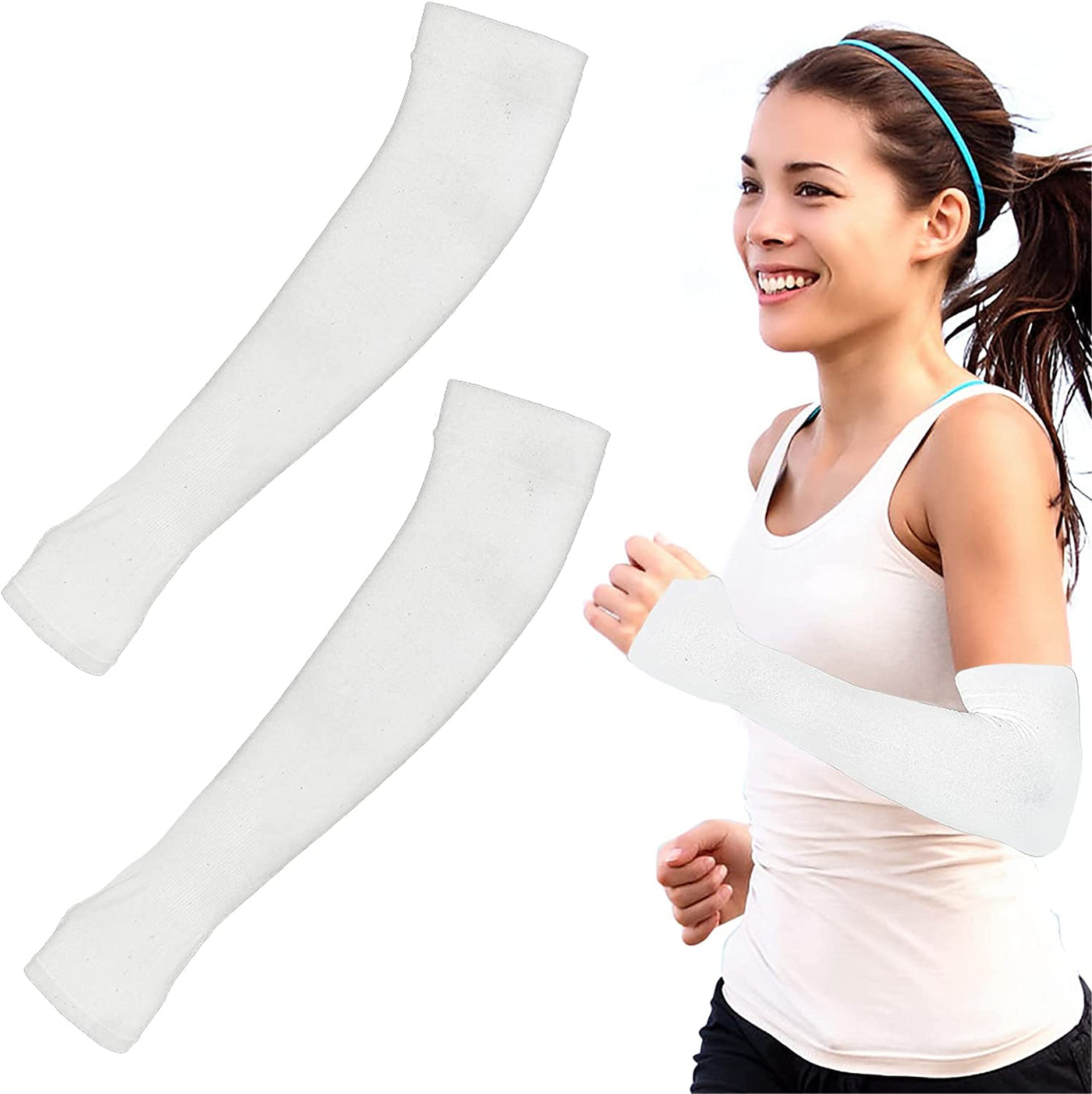  1 Pairs Cooling Sun Sleeves, UV Protection Arm Sleeves for Men & Women Arm Cover Sports Sun Sleeves with Thumb Hole