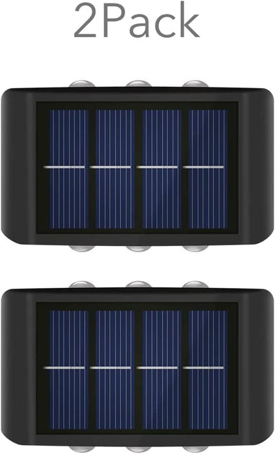 Solar Fence Lights Outdoor Solar Powered Wall Waterproof Lighting for House Deck Step Patio Landscape (2 Pack)