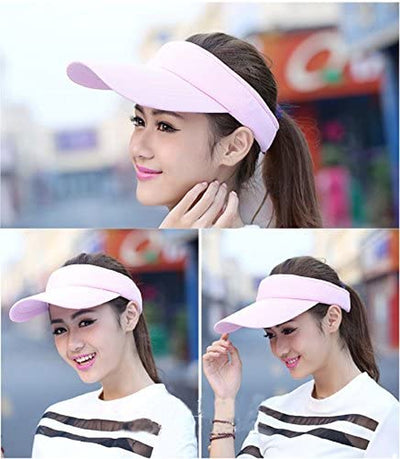 Sun Visors for Girls and Women, Long Brim Thicker Sweatband Adjustable Hat