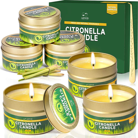  Aromatherapy Candle for Home Scented, Natural Soy Wax Portable Travel Tin Jar Candles(6 Pack Citronella Scented Candles)