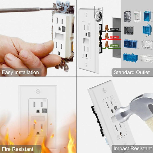 4 Pack LED Night Light Wall Outlet - Easy to Install, Standard Electrical Outlets with Night Lights