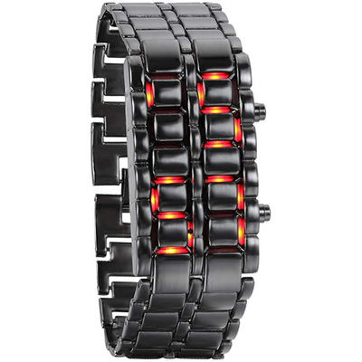 Men's LED Lava Digital Wristwatch with Buckle Closure