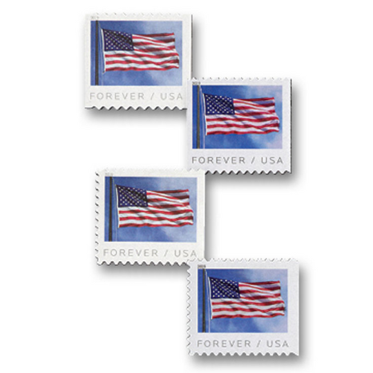 USPS FOREVER STAMPS US Flag, Coil of 100 Postage Stamps (2019)