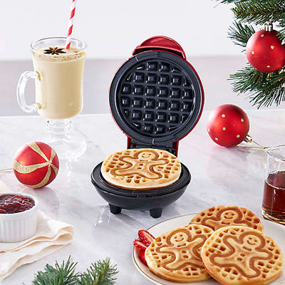Holiday Mini Waffle Maker Machine for Individual, Paninis, Hash Browns, Keto, Chaffles, and More