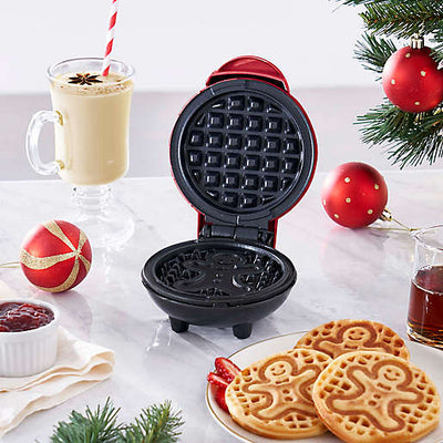 Holiday Mini Waffle Maker Machine for Individual, Paninis, Hash Browns, Keto, Chaffles, and More