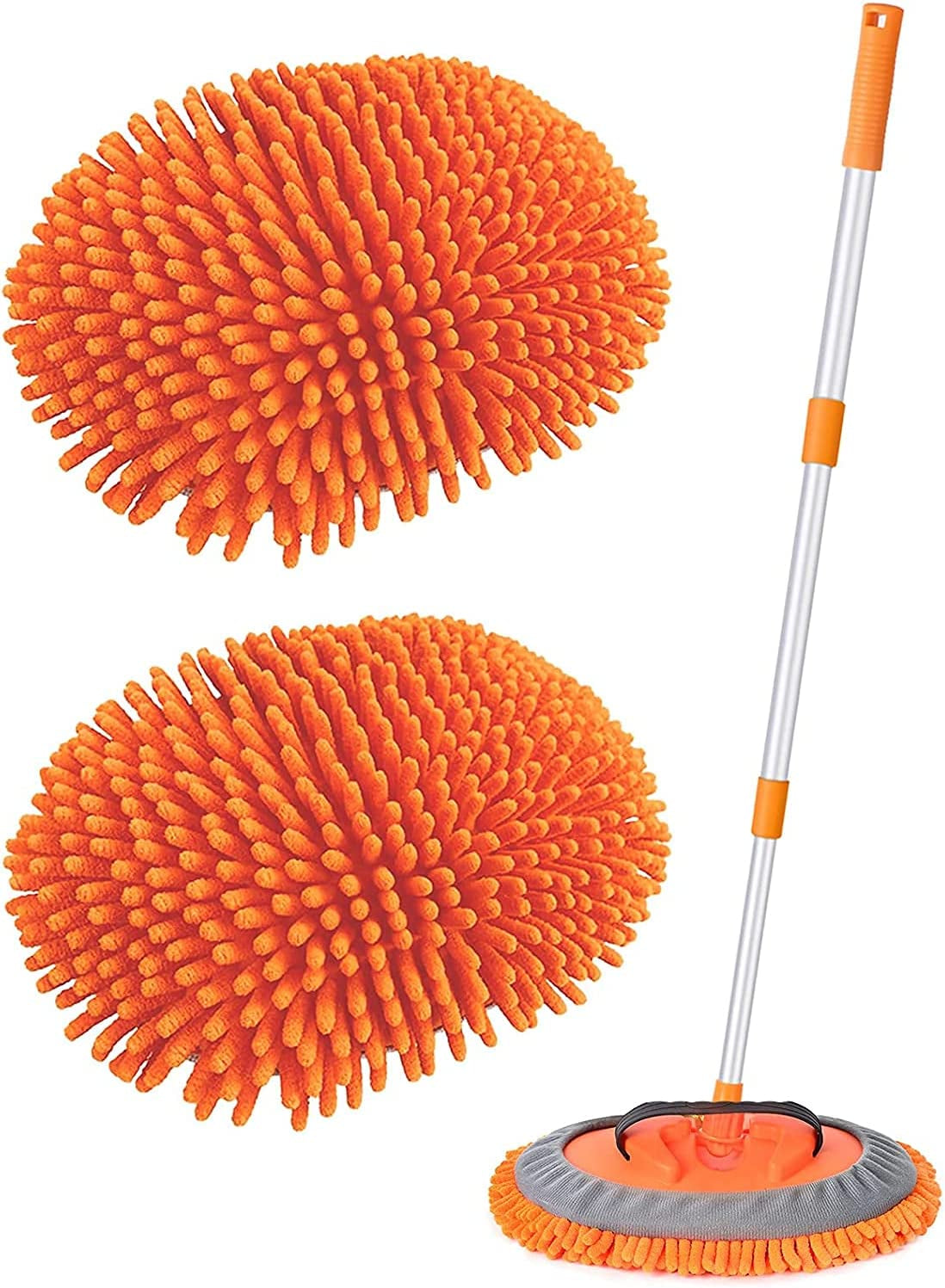 41" Microfiber Car Wash Brush with Long Handle, Mitt Sponge Supplie Kit , 1 Chenille Scratch-Free Replacement Head