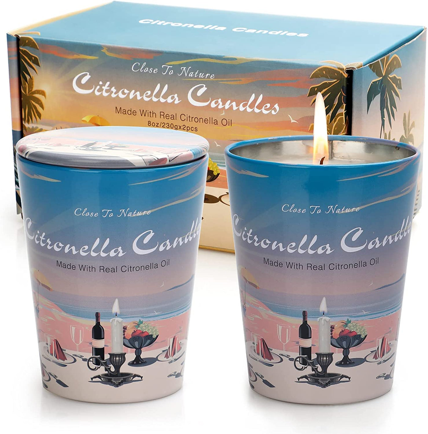 Citronella Candles Outdoor Indoor, 2-Pack 