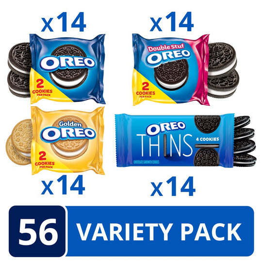 56 Snack Packs - OREO Cookies Variety Pack, OREO Original, OREO Golden, OREO Double Stuf & OREO Thins