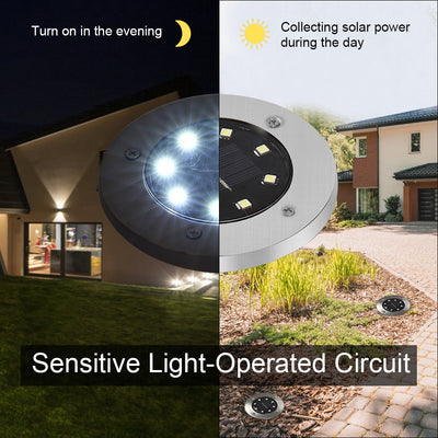 8 LED Solar Garden Lights, Outdoors Solar Disk Lights, Waterproof In-Ground Lights by Haitral