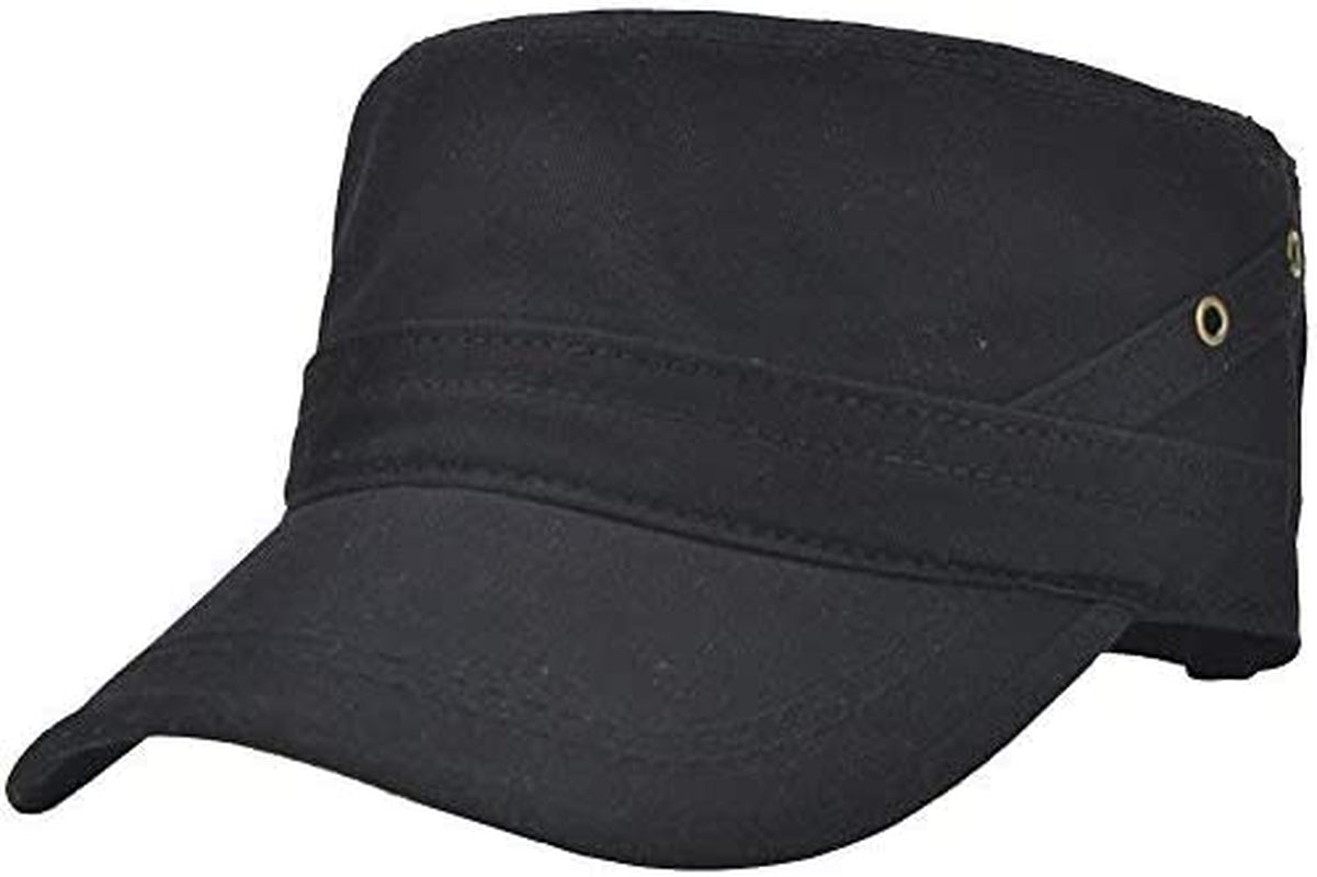 Men's Cotton Flat Top Peaked Baseball Twill Army Military Corps Hat Cap Visor