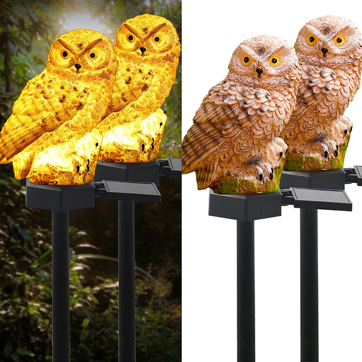  2 Pack Owl Solar Lights Outdoor Garden,IP67 Waterproof Warm White LED Solar Stake Lights for Garden, Patio, Yard, Lawn, Walkway Decoration(White)