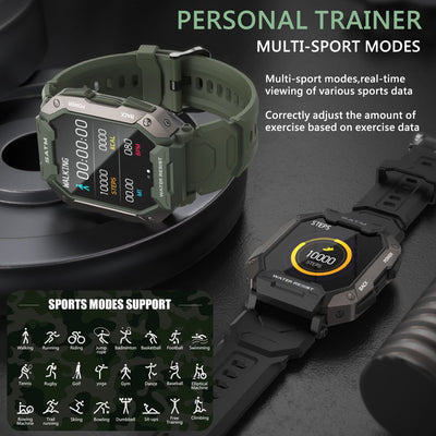  Tactical Military Sports Smart Watches for Men, Waterproof Fitness Tracker Smart Watch for Android Iphones