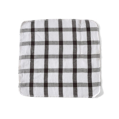  Set of 24 | 100% Cotton | 12 X 12 Inches | Checkered Pattern Brown Dish Towels Scrubbing Clothes Cleaning Rags Kitchen Essentials