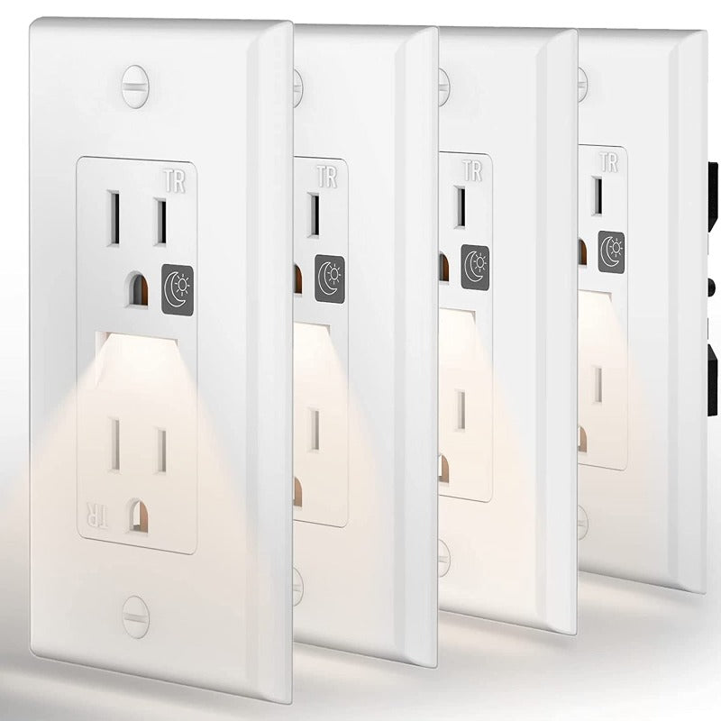 4 Pack LED Night Light Wall Outlet - Easy to Install, Standard Electrical Outlets with Night Lights