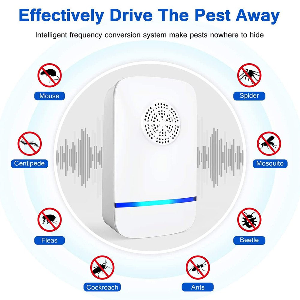 6PCS Ultrasonic Pest Repeller, Plug-In Rodent Repellent Bug Zapper for Insect Roach Mice Spider Ant Bug Mosquito