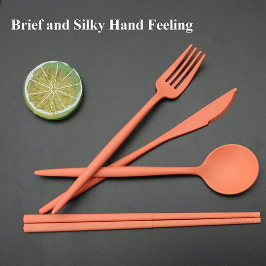 4 Sets Plastic Spoons and Forks Set Plastic Silverware, Portable Reusable Utensils Set with Case for Lunch Box, Picnic, Travel, Camping