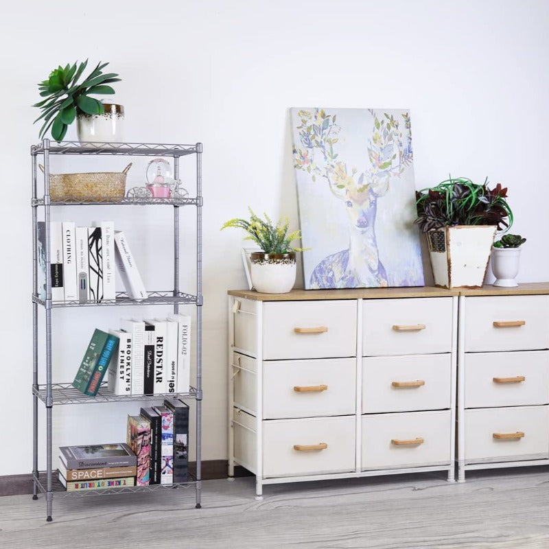 5-Shelf Wire Metal Storage Rack with Adjustable Shelves