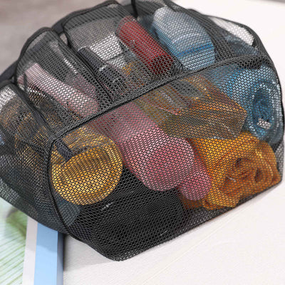 Natural Mesh Shower Caddy Portable Shower Tote Bag for College Dorm Essentials, Bathroom, Gym, Camp, Travel, Hanging Shower Caddy Basket, Quick Dry Toiletry Bag (8-Pockets | Black)