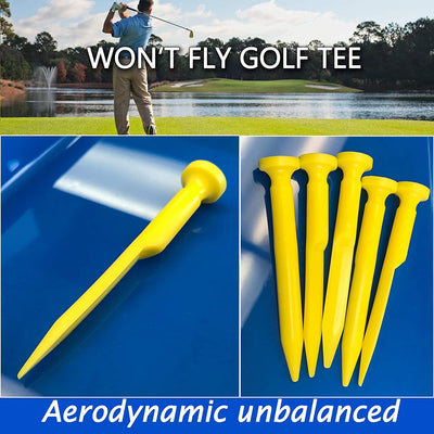 Won't Fly Golf Tee - Never Lose Another Tee 3" 1/8 High - Half Inch Wide Cup 5 Pack Yellow