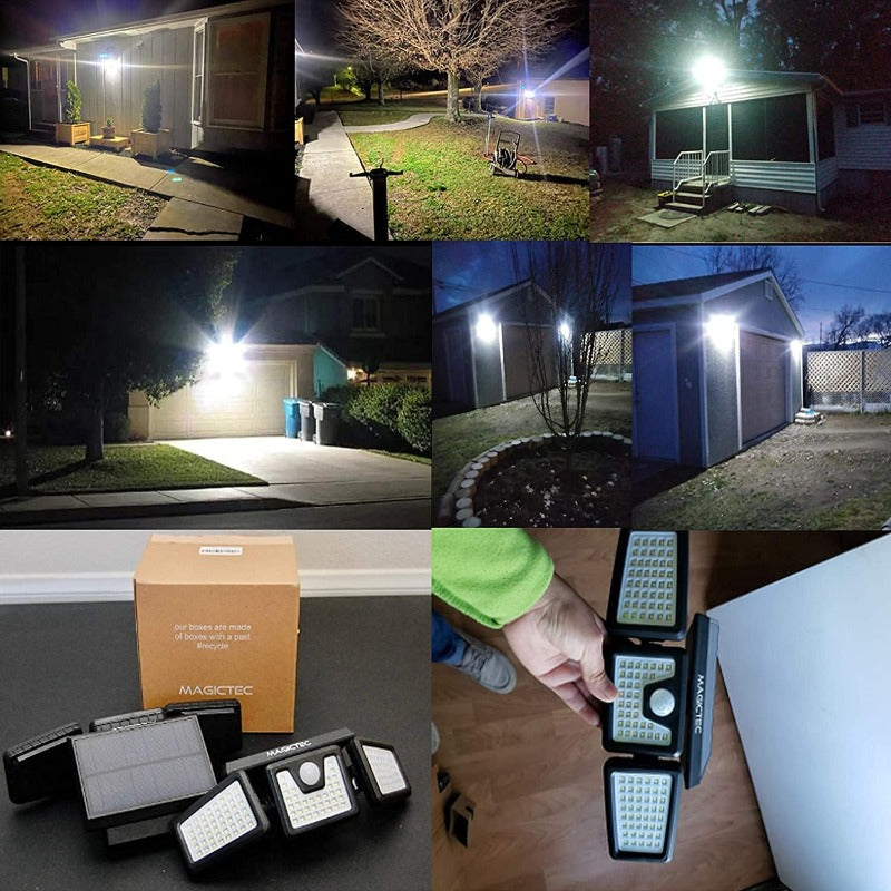 2 Pack Solar Motion Sensor Light Super Bright Outdoor 128 LED Security Lighting
