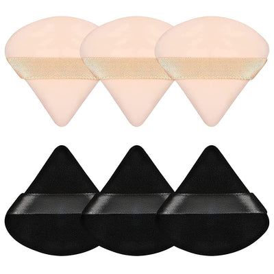 6 Pieces Powder Puff Face Soft Triangle Makeup Puff for Loose Powder Body Powder, Wedge Shape Velour Cosmetic Sponge for Contouring, Under Eyes and Corners, Beauty Makeup Tools