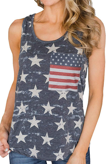 Women's American Flag Camo Sleeveless Tank Tops 4th of July Racerback Bowknot Stripes Patriotic T Shirts