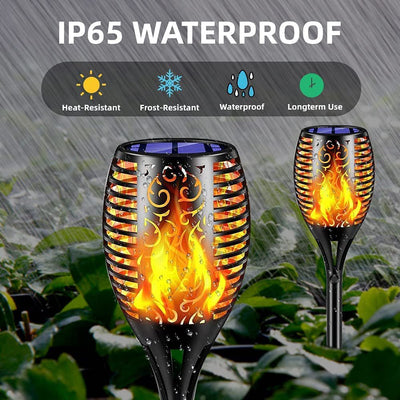 4 Pack Solar Torch Lights with Flickering Flame Outdoor, Waterproof Dancing Flickering Flame Torch Light, LED Outdoor Landscape Decoration Light for Garden Patio Pathway, Auto On/Off Dusk to Dawn