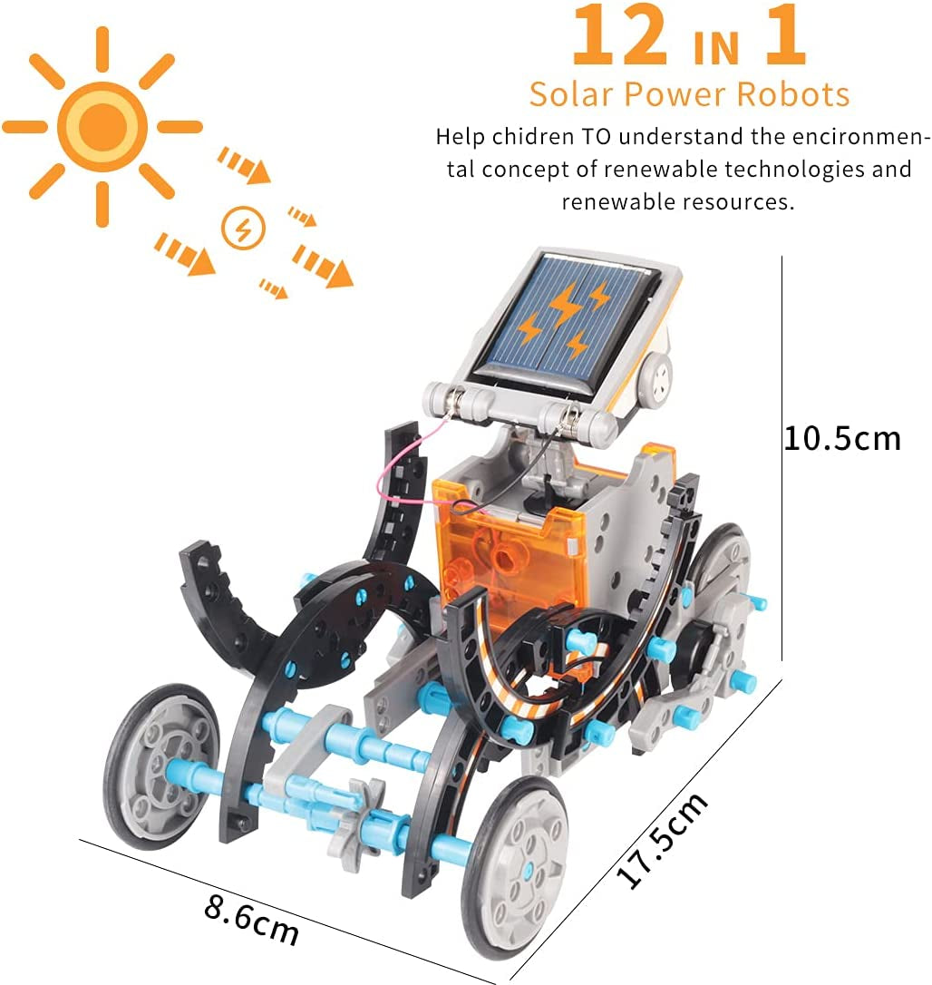 Solar Robot Kit Learning & Educational Toys for Kids, STEM Toys, Solar Power Science Building Kit DIY Robotics Set, Moves on Land & Water