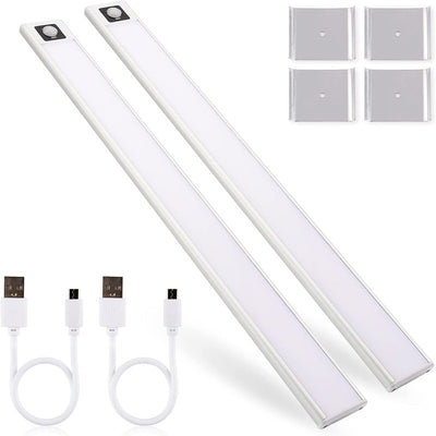 2 Pack LED Under Cabinet Lights -16inches each - 67 LEDs, 1500mAh Rechargeable Battery, Magnetic