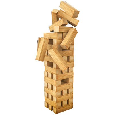 Jumbling Tower Party Game with 48 Wood Blocks, for Families and Kids Ages 8 and Up