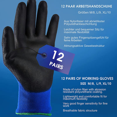  Work Gloves Bulk 12 Pairs 