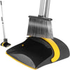 Broom Plastic Dust Pan Set Bristles Light Weight 52" Broom Dark Grey