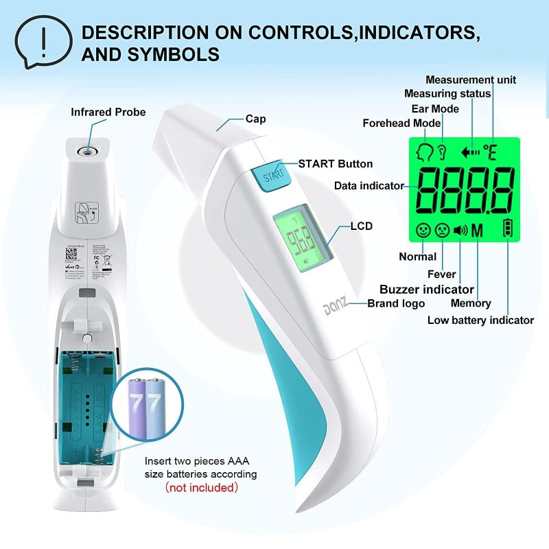 Digital Forehead and Ear Thermometer for Baby, Kids & Adults with Fever Alarm