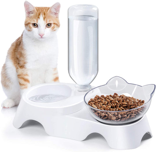 Double Dog Cat Bowls Pets Water and Food Bowl Set