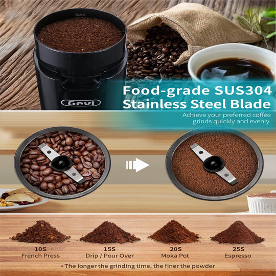 Black Electric Coffee Grinder with Stainless Steel Blades, New Condition