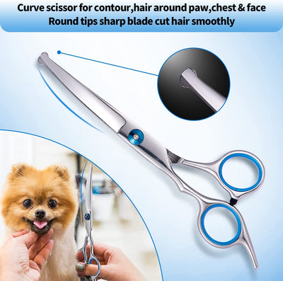 3 Scissors Set Pet Grooming Scissors Kit with Safety Round Tips
