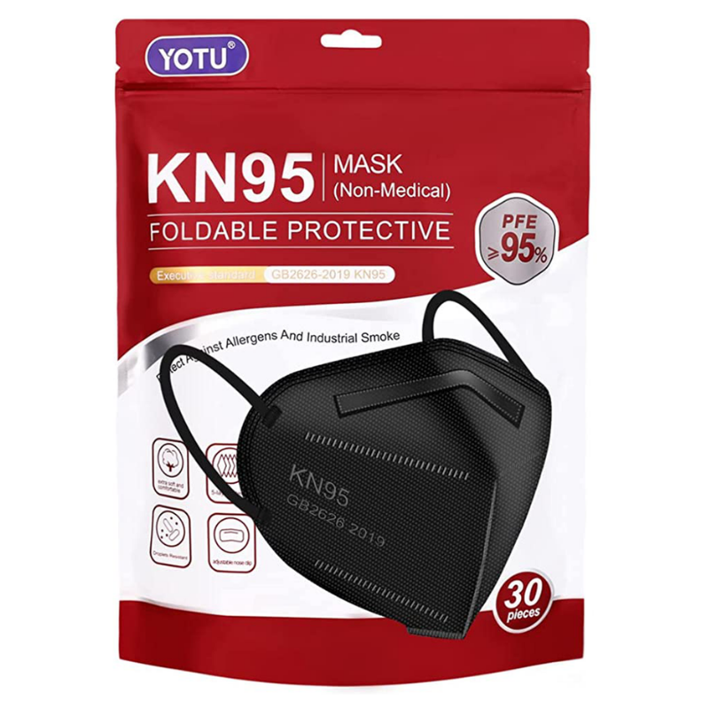 KN95 Face Masks Black, 5-ply Cup Dust Mask