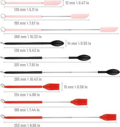 Mini Silicone Telescopic Spatula Spoon 6pcs