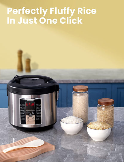 Rice Cooker, Slow Cooker, Steamer, Stewpot, Saute All in One (12 Digital Cooking Programs), 24 Hours Preset 