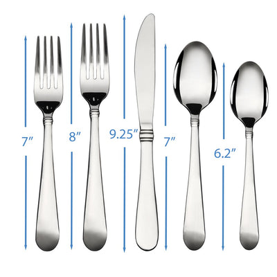  20 Piece Stainless Steel Flatware Set, Silver Tableware Service for 4