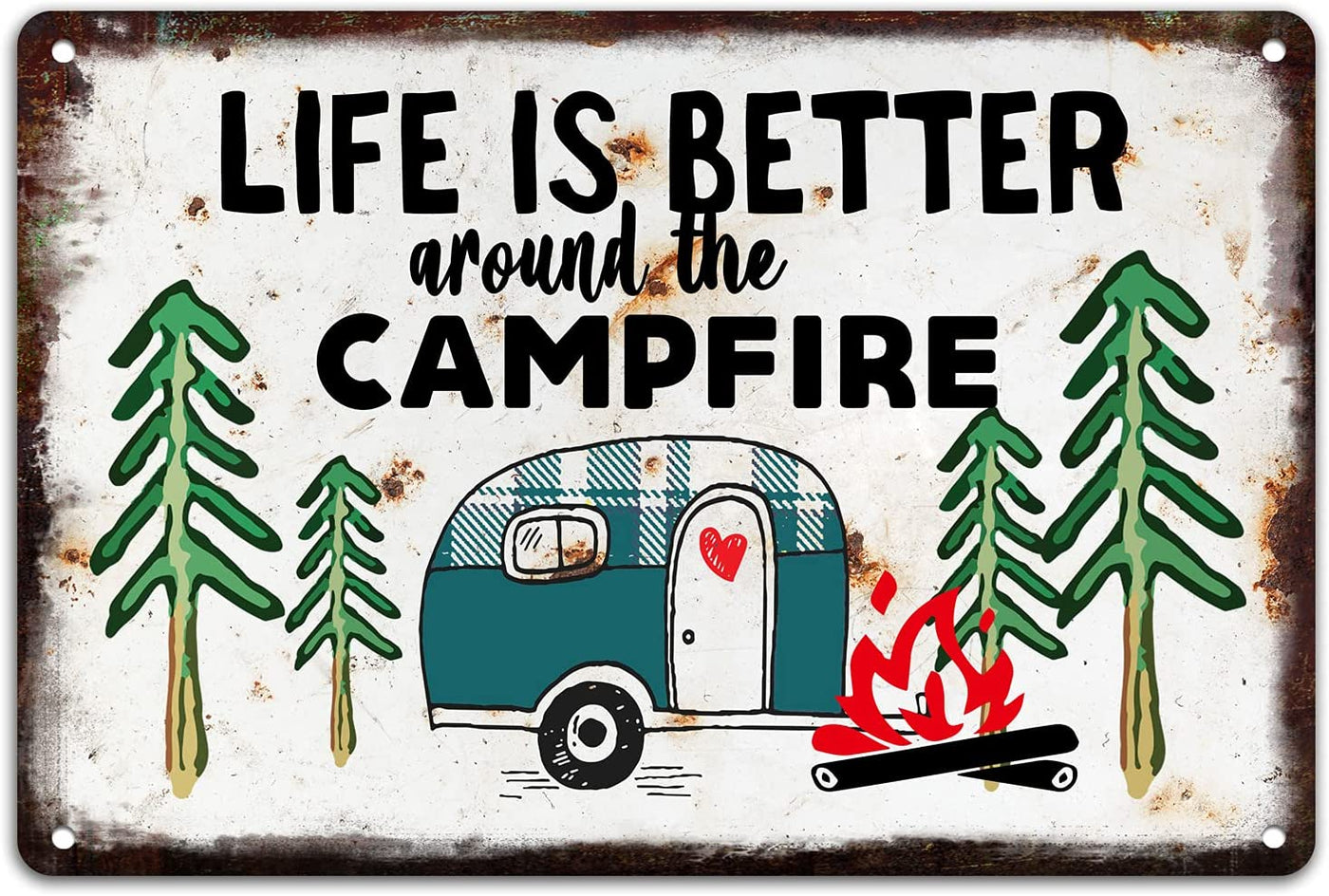 Rustic Camper Metal Tin Sign For  Rv Camping Around The Campfire 8x5.5 Inch Tin Sign