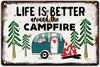 Rustic Camper Metal Tin Sign For  Rv Camping Around The Campfire 8x5.5 Inch Tin Sign