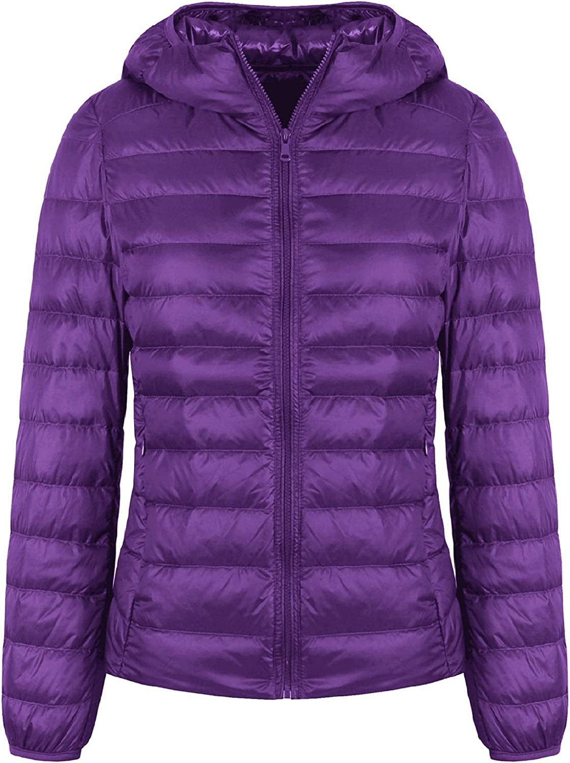  Light Weight Packable Down Coat with Hood and 2 Pockets
