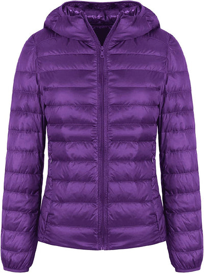  Light Weight Packable Down Coat with Hood and 2 Pockets