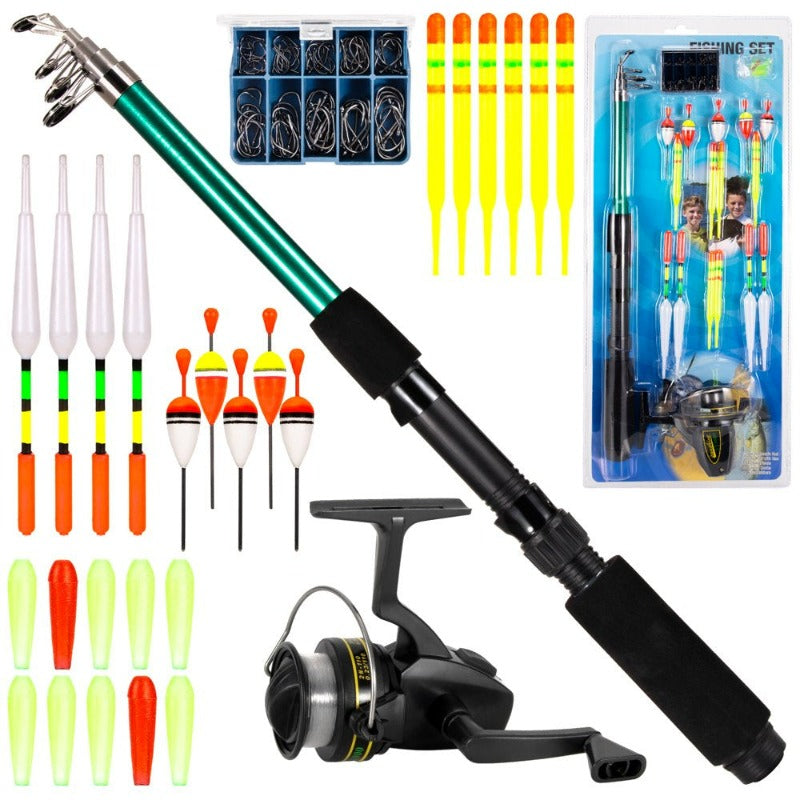  127Pcs Fishing Tackle Set Telescopic Fishing Rod Pole with Reel Floats Hooks Accessories