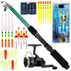  127Pcs Fishing Tackle Set Telescopic Fishing Rod Pole with Reel Floats Hooks Accessories