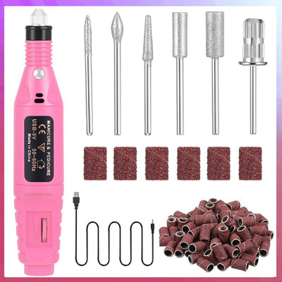 Electric Nail Drill Manicure Pedicure Care Set for Buffing Grooming and Polishing of Nails at Home